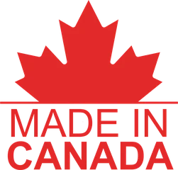 MADE IN CANADA badge with red maple leaf